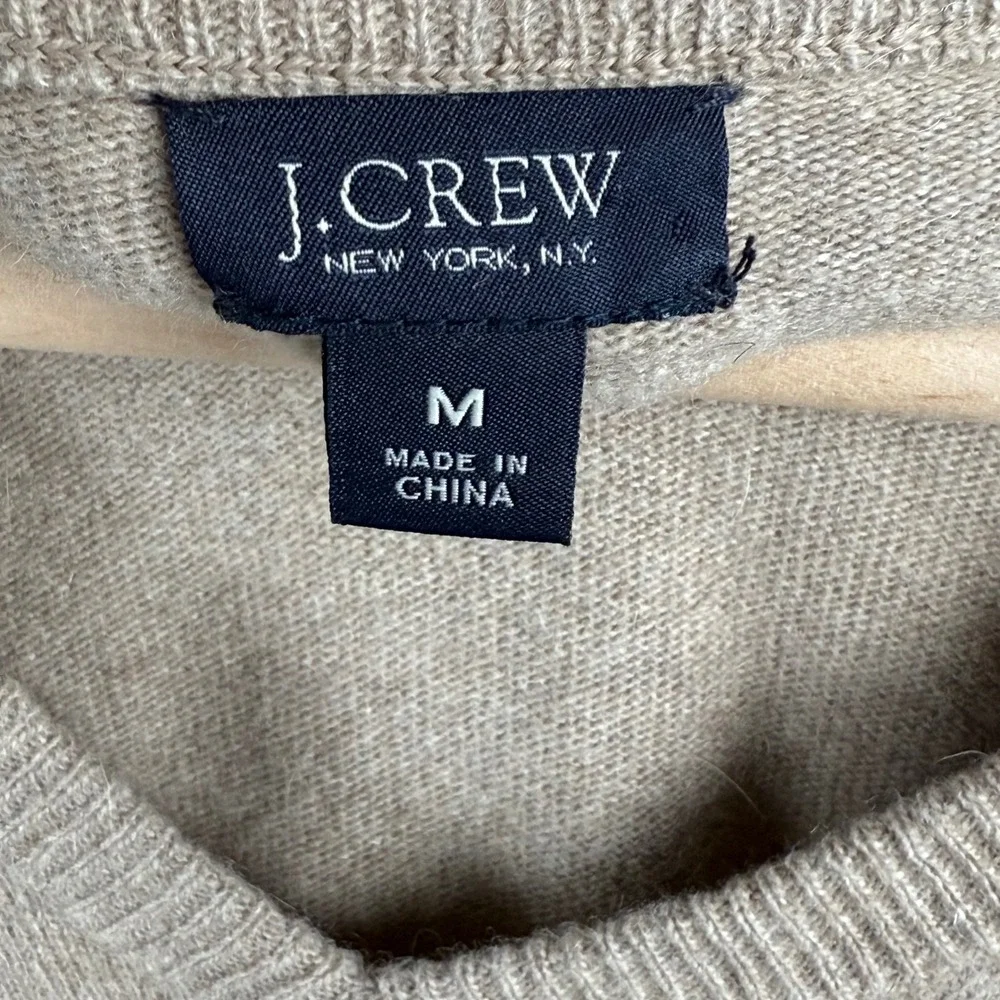 J.Crew Rabbit Hair Sweater Mens M Taupe Luxury V-Neck‎ Preppy Closet Staple